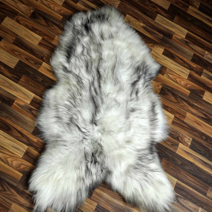 XXL ÖKO Island Schaffell weiß schwarzbraun geflammt 120x80 #8644