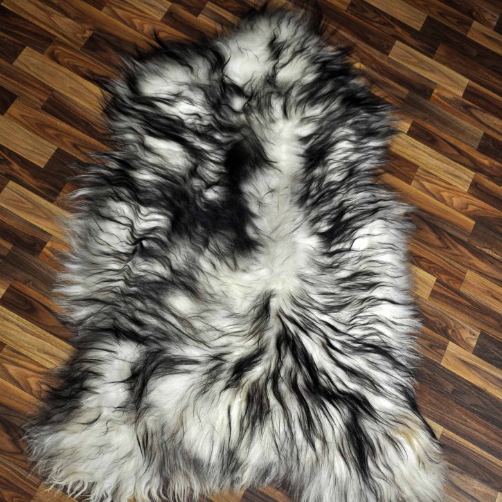 XXXL ÖKO Island Schaffell weiß schwarzbraun geflammt 135x80 #8653