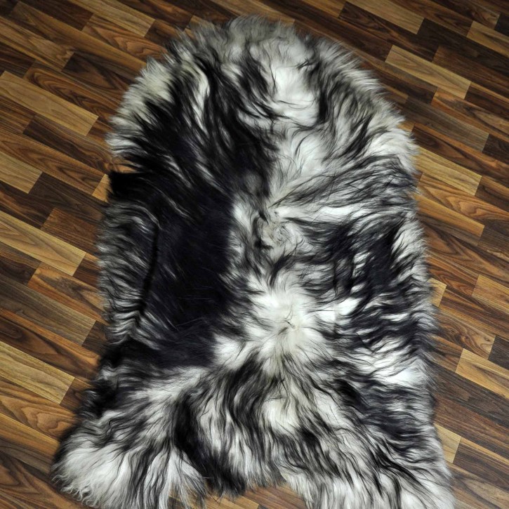 XXXL ÖKO Island Schaffell weiß schwarzbraun geflammt 130x80 #8656