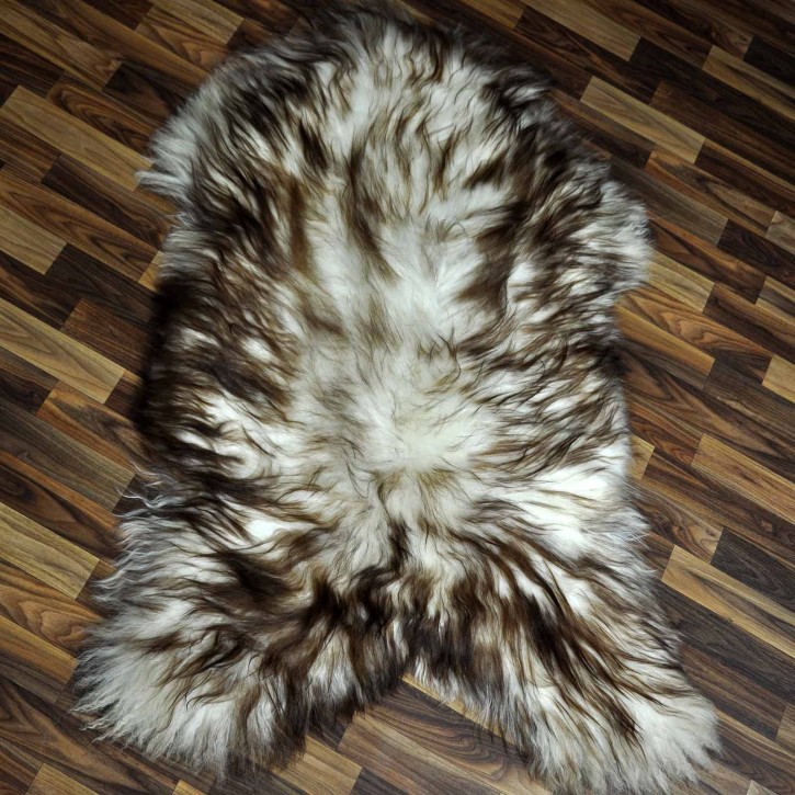 XXXL ÖKO Island Schaffell weiß braun geflammt 130x80 Krampus #8657