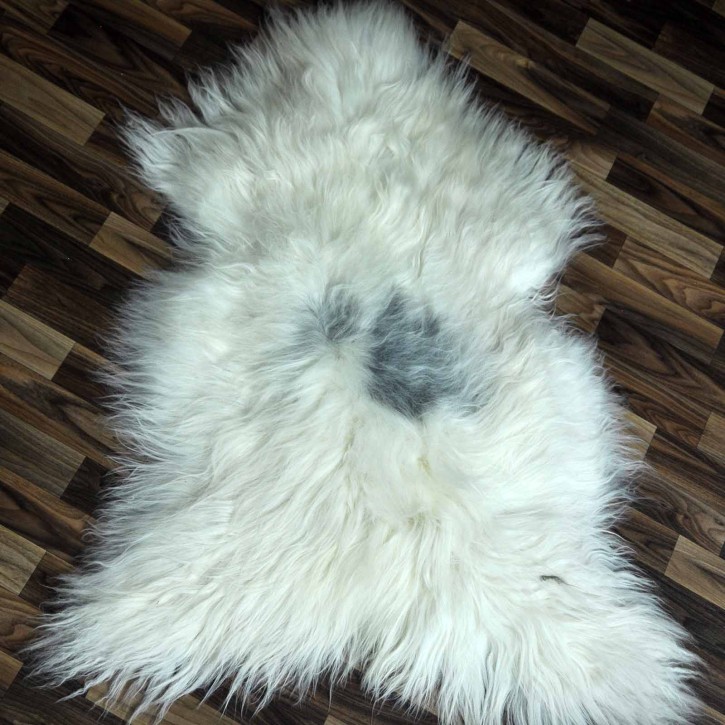 XL ÖKO Schaffell Lammfell beige grau 110x80 Hundebett #8686