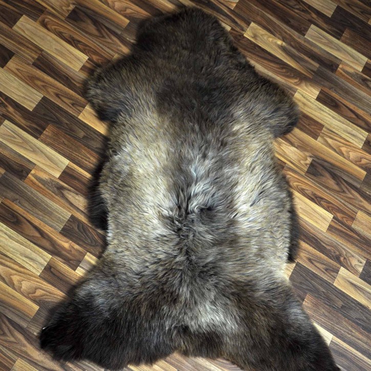 XXL ÖKO Schaffell Lammfell braun grau 120x80 Kamin Fell #8739