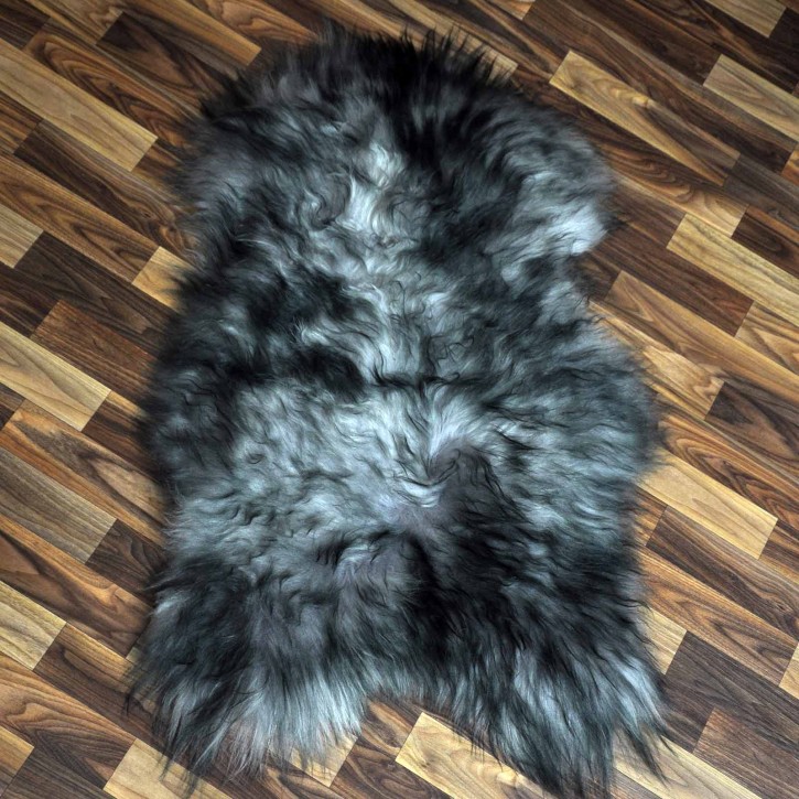 Island Schaffell grau schwarz geflammt 100x65 Krampus #8750