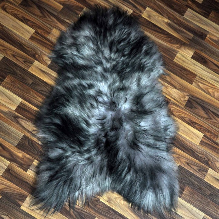 Island Schaffell grau schwarz geflammt 100x65 Krampus #8751