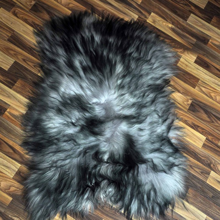 Island Schaffell grau schwarz geflammt 105x70 Krampus #8753