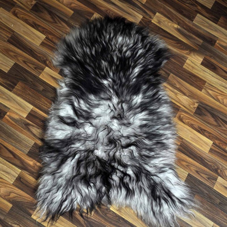 Island Schaffell grau schwarz geflammt 100x65 Krampus #8754