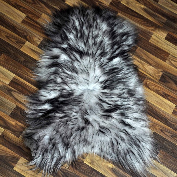 Island Schaffell grau schwarz geflammt 95x65 Krampus #8755