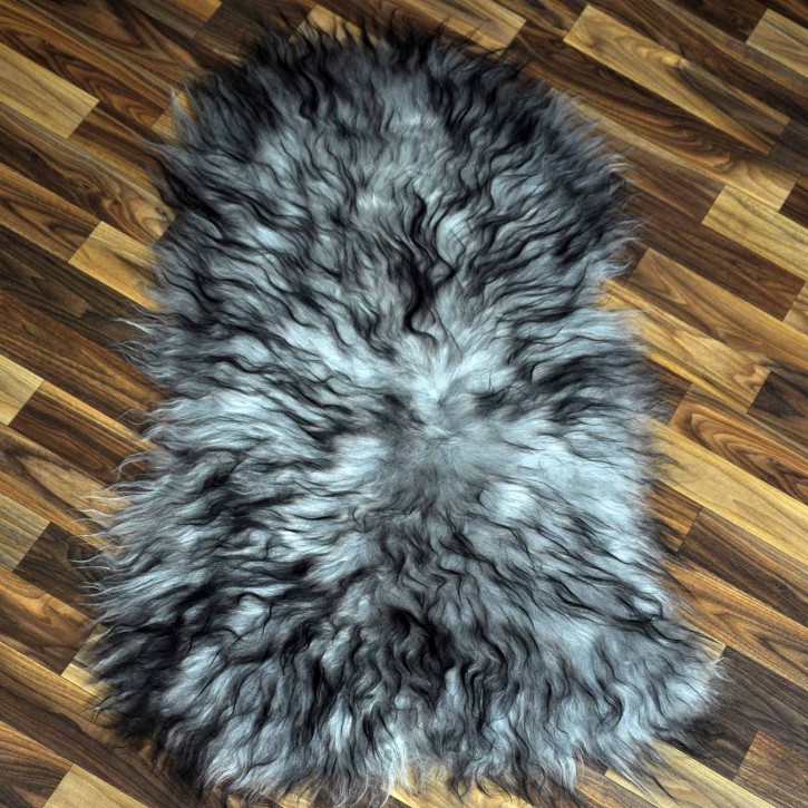 Island Schaffell grau schwarz geflammt 95x60 Krampus #8766