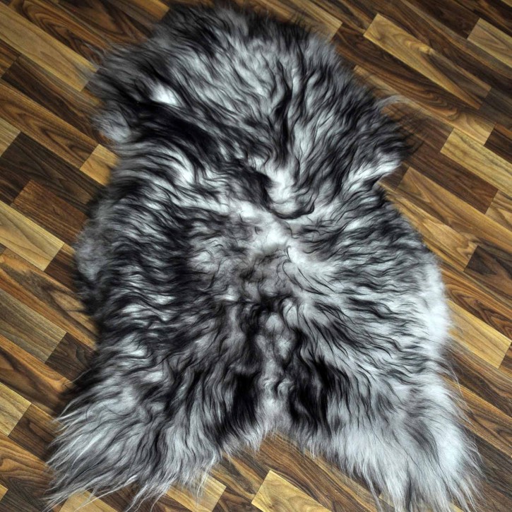 Island Schaffell grau schwarz geflammt 100x70 Krampus #8769 Island Schaffell grau schwarz geflammt 100x70 Krampus #8769