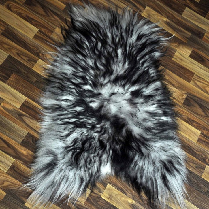 Island Schaffell grau schwarz geflammt 100x70 Krampus #8770