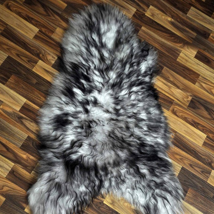 Island Schaffell grau schwarz geflammt 105x65 Krampus #8775