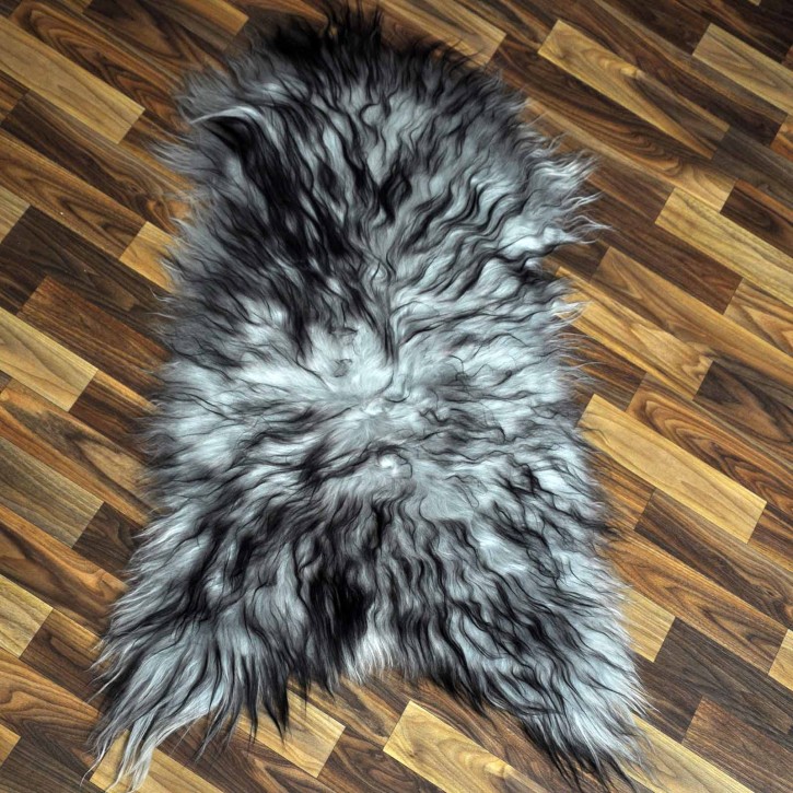 Island Schaffell grau schwarz geflammt 100x60 Krampus #8776