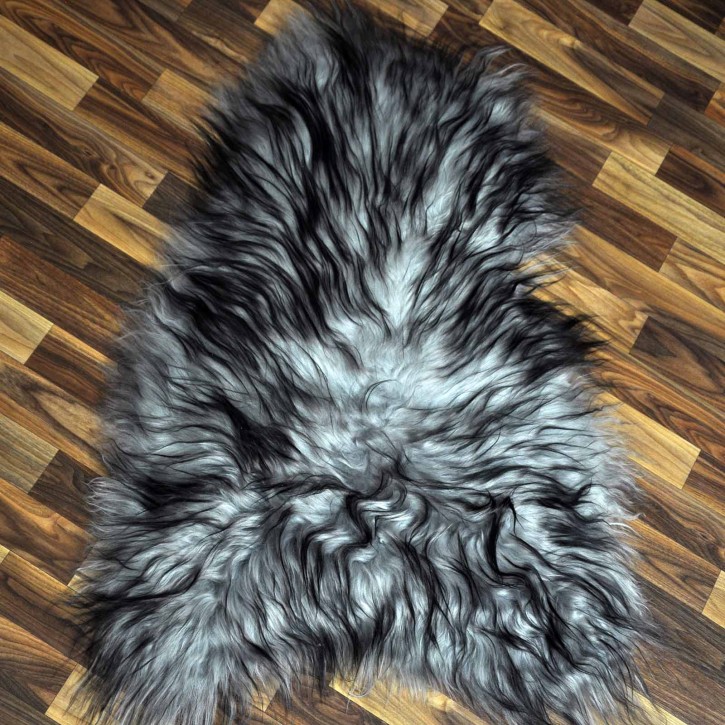 Island Schaffell grau schwarz geflammt 100x65 Krampus #8778