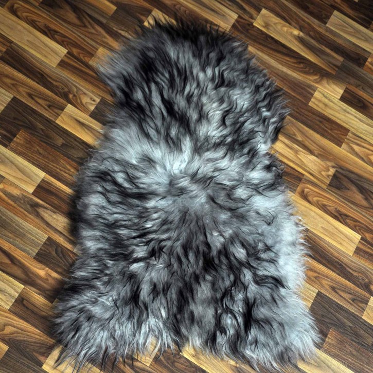 Island Schaffell grau schwarz geflammt 95x65 Krampus #8779