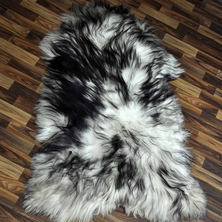 XXXL ÖKO Island Schaffell weiß schwarzbraun geflammt 140x80 #8849