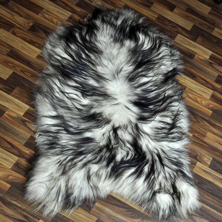 XXXL ÖKO Island Schaffell weiß schwarzbraun geflammt 130x80 #8850