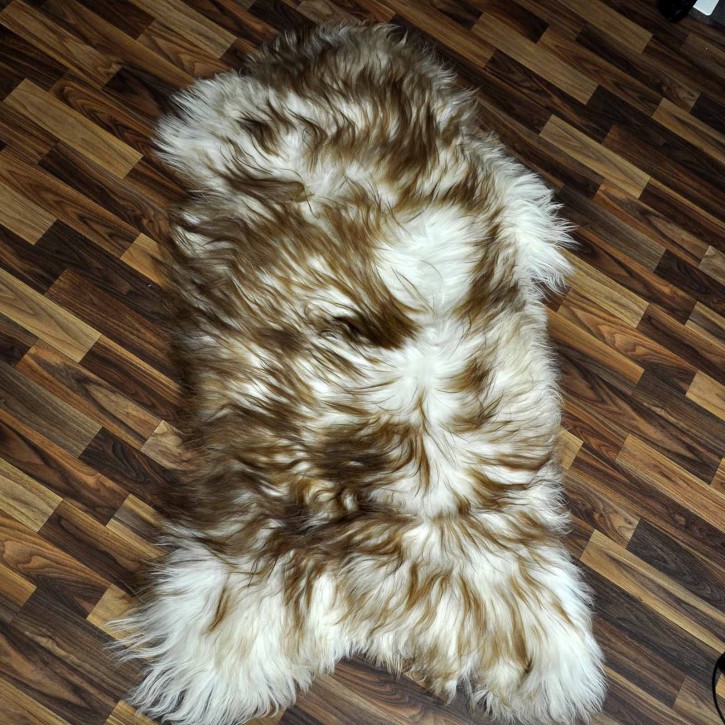 XXXL ÖKO Island Schaffell weiß braun geflammt 130x70 Teppich #8852 XXXL ÖKO Island Schaffell weiß braun geflammt 130x70 Teppich #8852