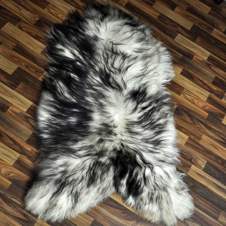 XXXL ÖKO Island Schaffell weiß schwarzbraun geflammt 135x80 #8858