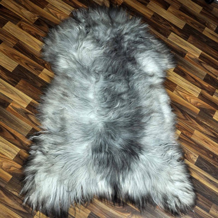 XXXL ÖKO Island Schaffell grau schwarzbraun 130x80 #8866