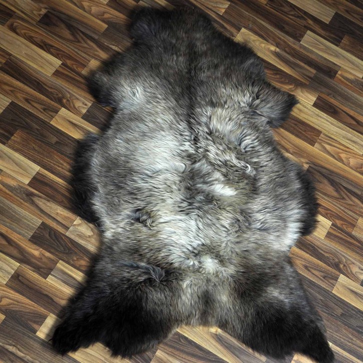 XXL ÖKO Schaffell Lammfell braun grau 120x75 Sheepskin #8879