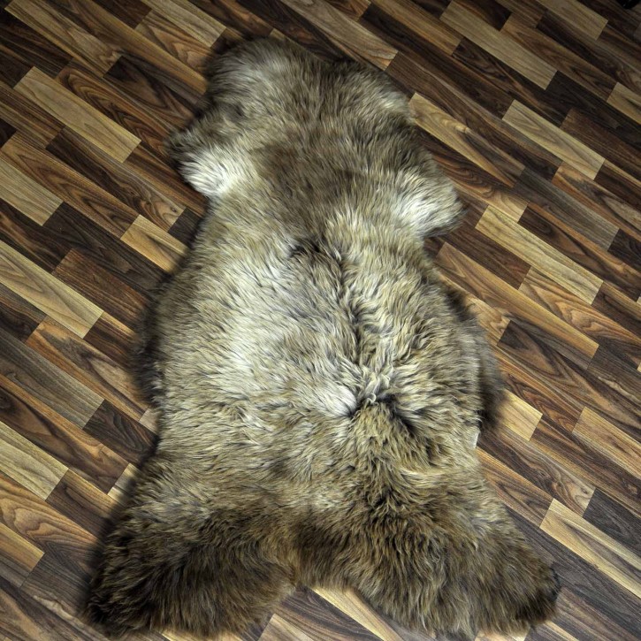XXL ÖKO Schaffell Lammfell braun grau 125x80 Sheepskin #8892