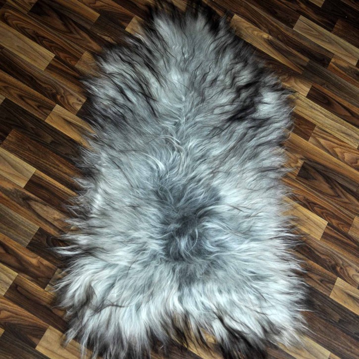 XL ÖKO Island Schaffell grau schwarzbraun 110x60 #9028