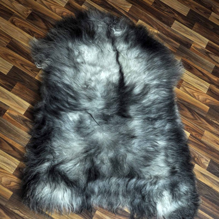 XL ÖKO Island Schaffell grau schwarzbraun 115x85 #9033