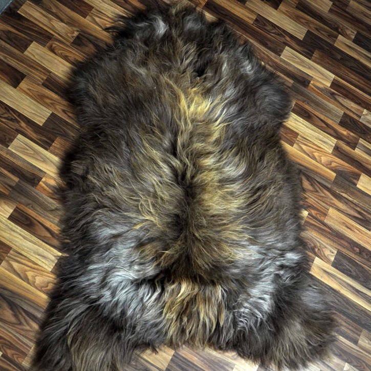 XXXL ÖKO Island Schaffell Lammfell rost braun grau 135x90 Krampus #9073