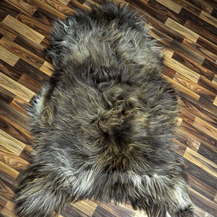XXXL ÖKO Island Schaffell Lammfell rost braun grau 130x80 Krampus #9074
