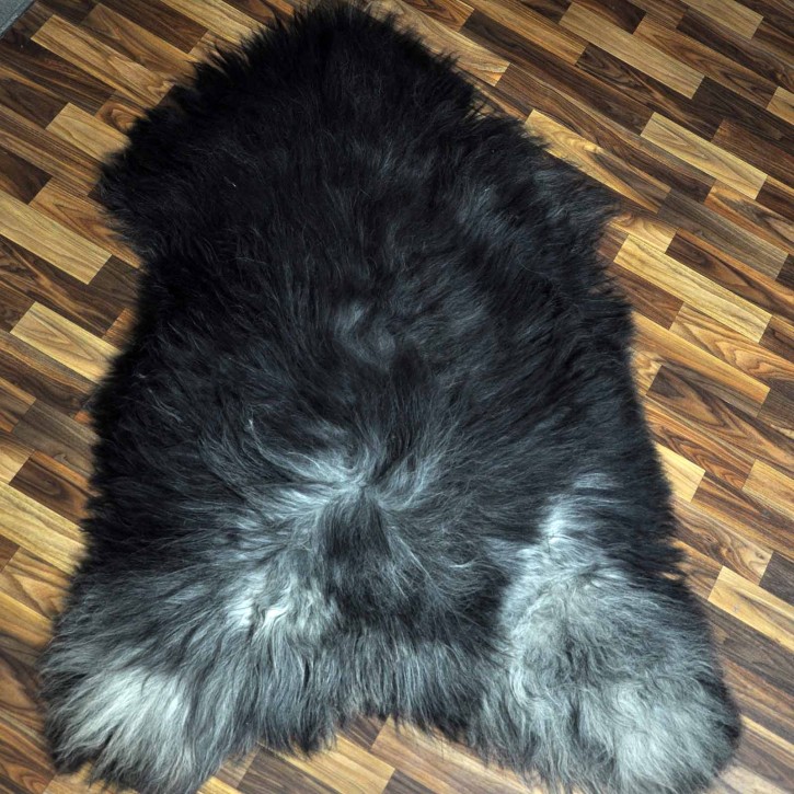 XXXL ÖKO Island Schaffell schwarzbraun grau 130x90 groß Wikinger #9081
