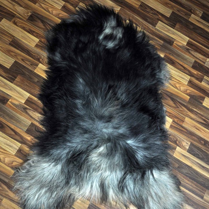 XXXL ÖKO Island Schaffell schwarzbraun grau 130x85 groß Wikinger #9084