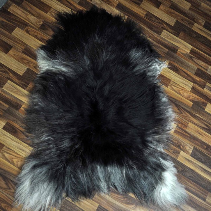 XXXL ÖKO Island Schaffell schwarzbraun grau 130x90 groß Wikinger #9085