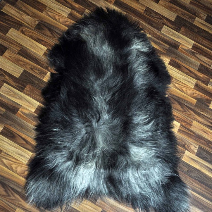 XXXL ÖKO Island Schaffell schwarzbraun grau 130x80 groß Wikinger #9086