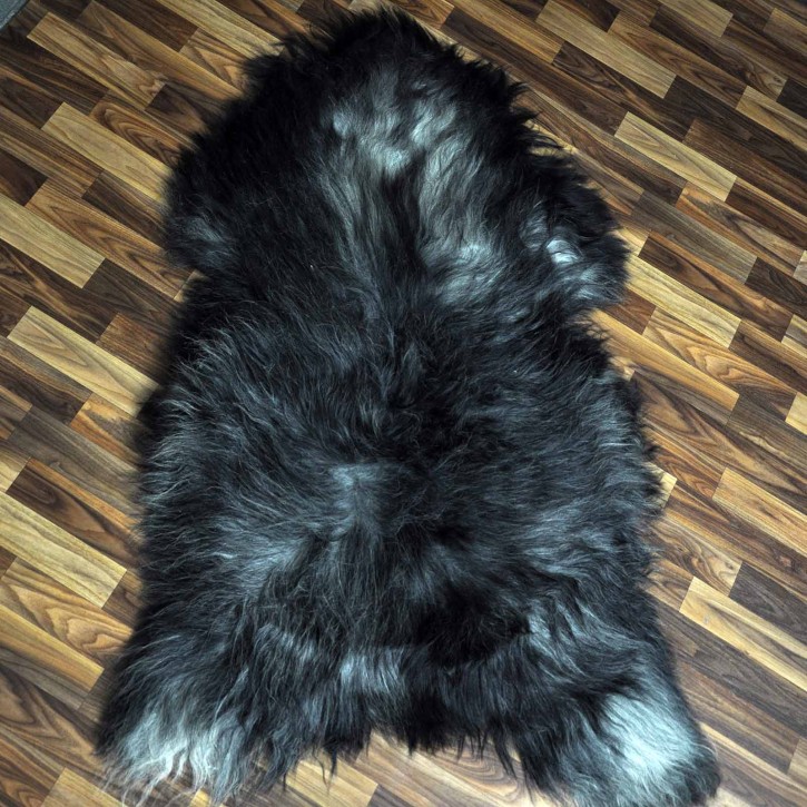 XXXL ÖKO Island Schaffell schwarzbraun grau 135x85 groß Wikinger #9092
