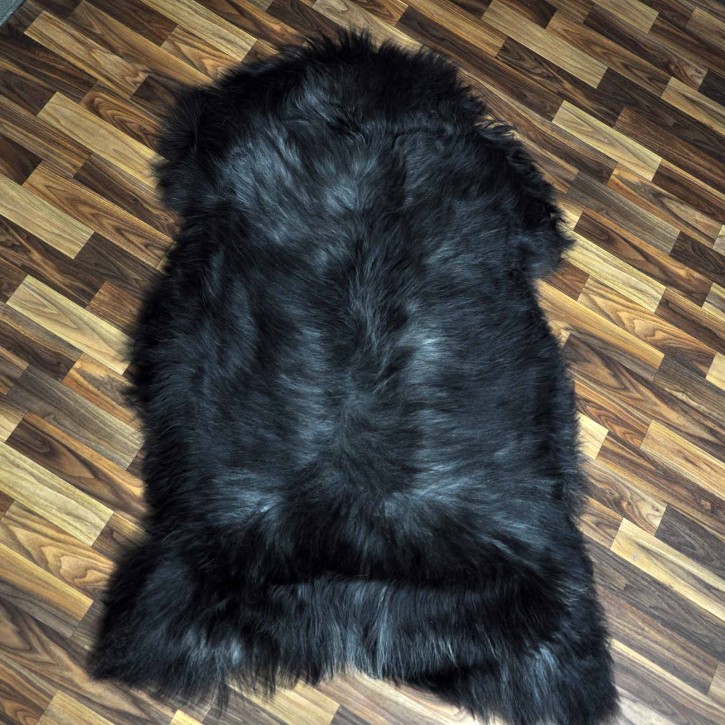 XXXL ÖKO Island Schaffell schwarzbraun grau 130x80 groß Wikinger #9093