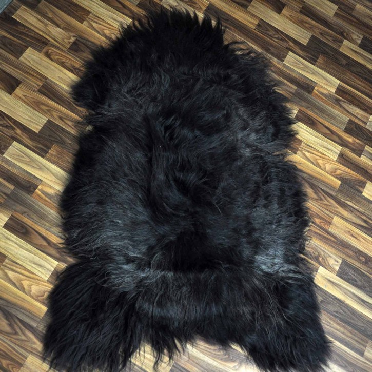 XXXL ÖKO Island Schaffell schwarzbraun grau 130x85 groß Wikinger #9094