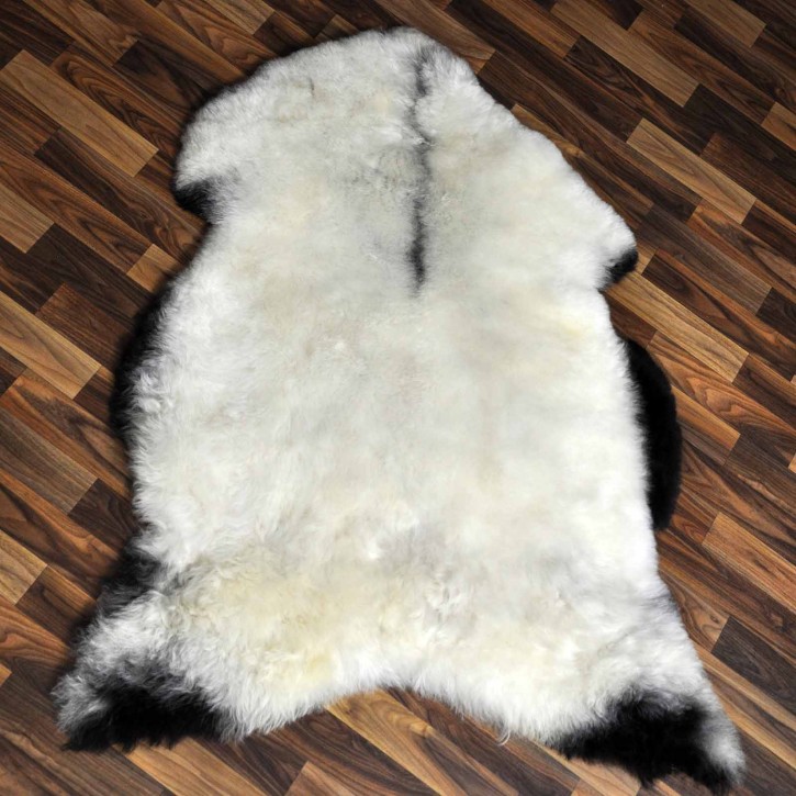 XXL ÖKO Lammfell Schaffell Fell beige schwarzbraun 120x90 geschoren #9196