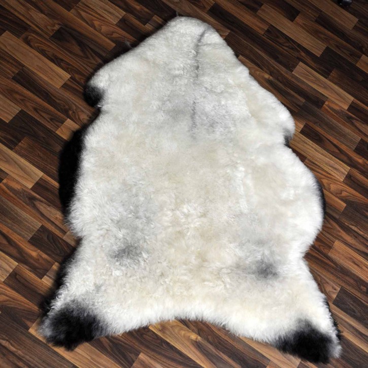 XXL ÖKO Lammfell Schaffell Fell beige schwarzbraun 125x90 geschoren #9197