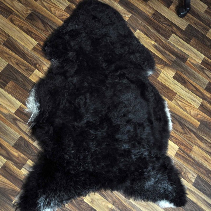 XXL ÖKO Lammfell Schaffell Fell schwarzbraun weiß 120x85 geschoren #9251