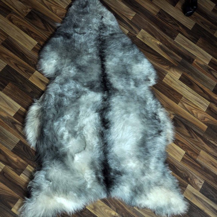 XXL ÖKO Lammfell Schaffell Fell grau beige 125x80 geschoren #9261