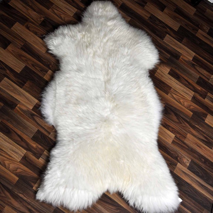 XXXL ÖKO echtes Schaffell Lammfell weiß 135x80 riesig Camping #9294