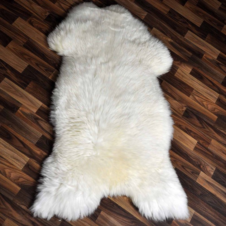 XXL ÖKO echtes Schaffell Lammfell weiß 125x75 Geschenk #9298