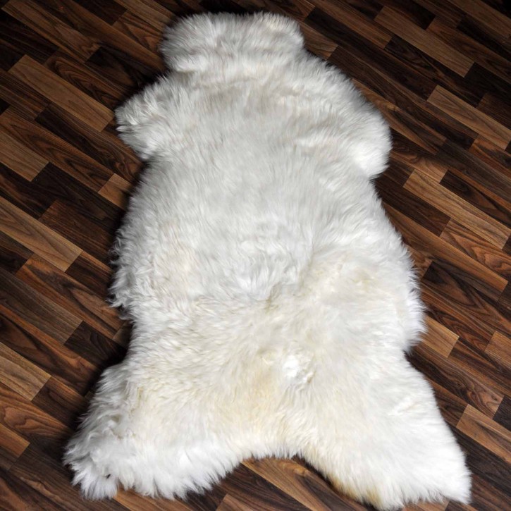 XXXL ÖKO echtes Schaffell Lammfell weiß 130x80 riesig Camping #9310