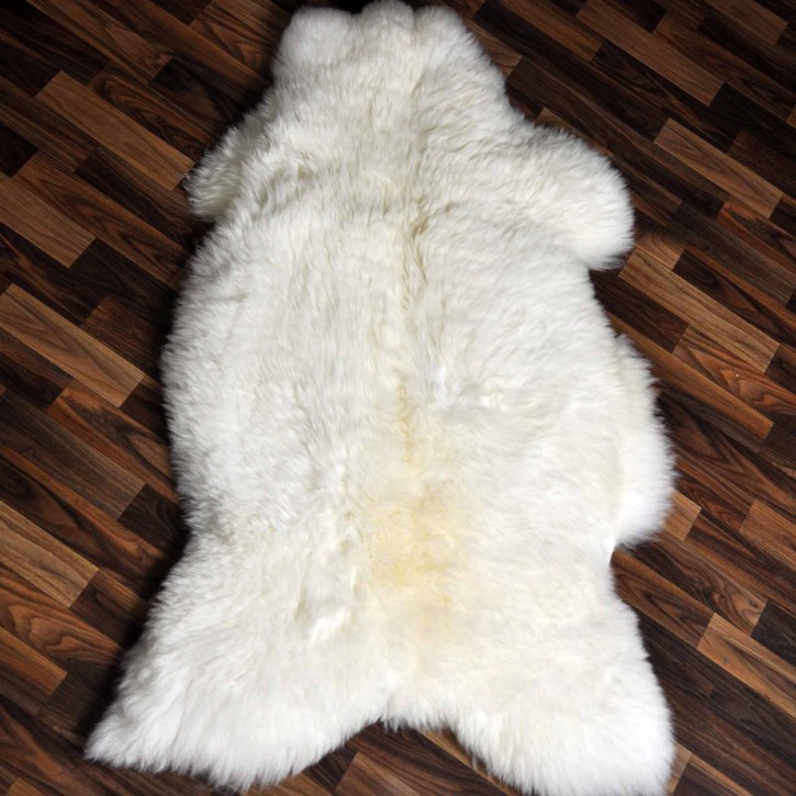 XXXL ÖKO echtes Schaffell Lammfell weiß 130x80 riesig Camping #9320