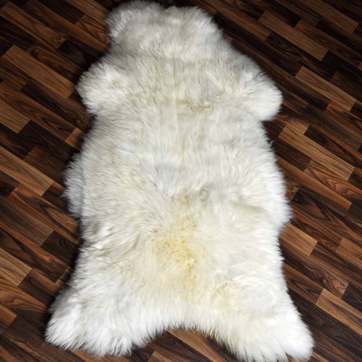 XXXL ÖKO echtes Schaffell Lammfell weiß 135x75 riesig Camping #9321