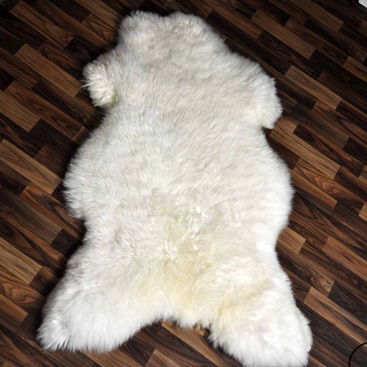 XXXL ÖKO echtes Schaffell Lammfell weiß 130x85 riesig Camping #9330