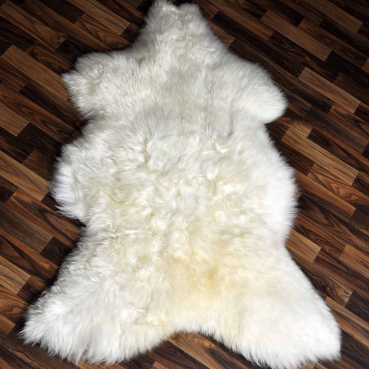 XXXL ÖKO echtes Schaffell Lammfell weiß 130x85 riesig Camping #9331