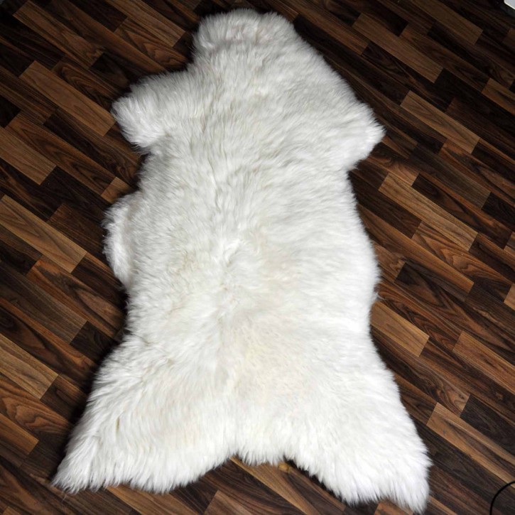 XXXL ÖKO echtes Schaffell Lammfell weiß 130x80 riesig Camping #9333