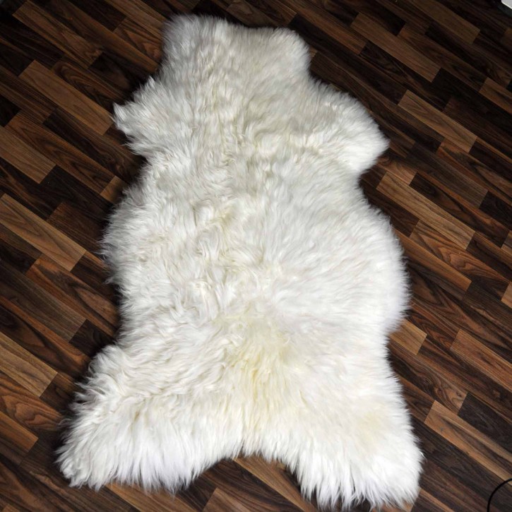 XXL ÖKO echtes Schaffell Lammfell weiß 125x80 Wikinger Pelz #9334