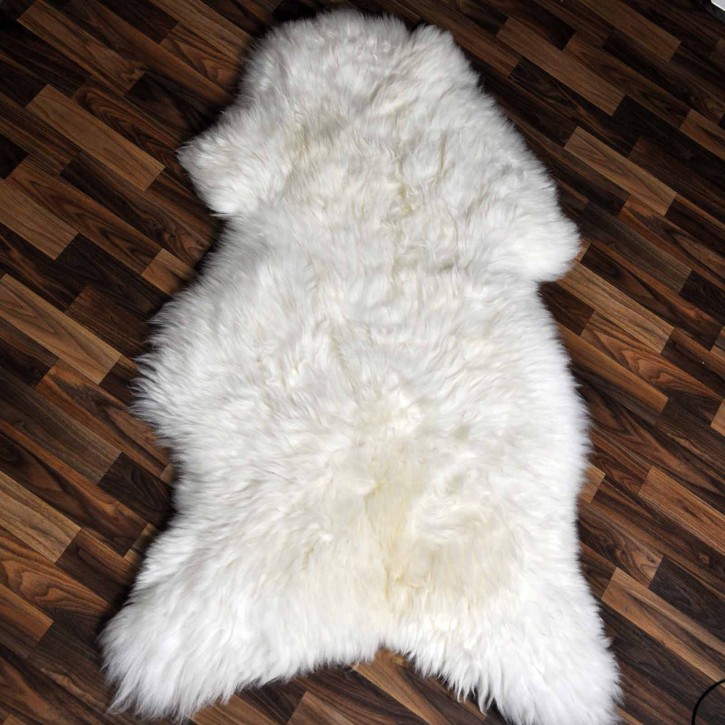 XXXL ÖKO echtes Schaffell Lammfell weiß 130x85 riesig Camping #9337
